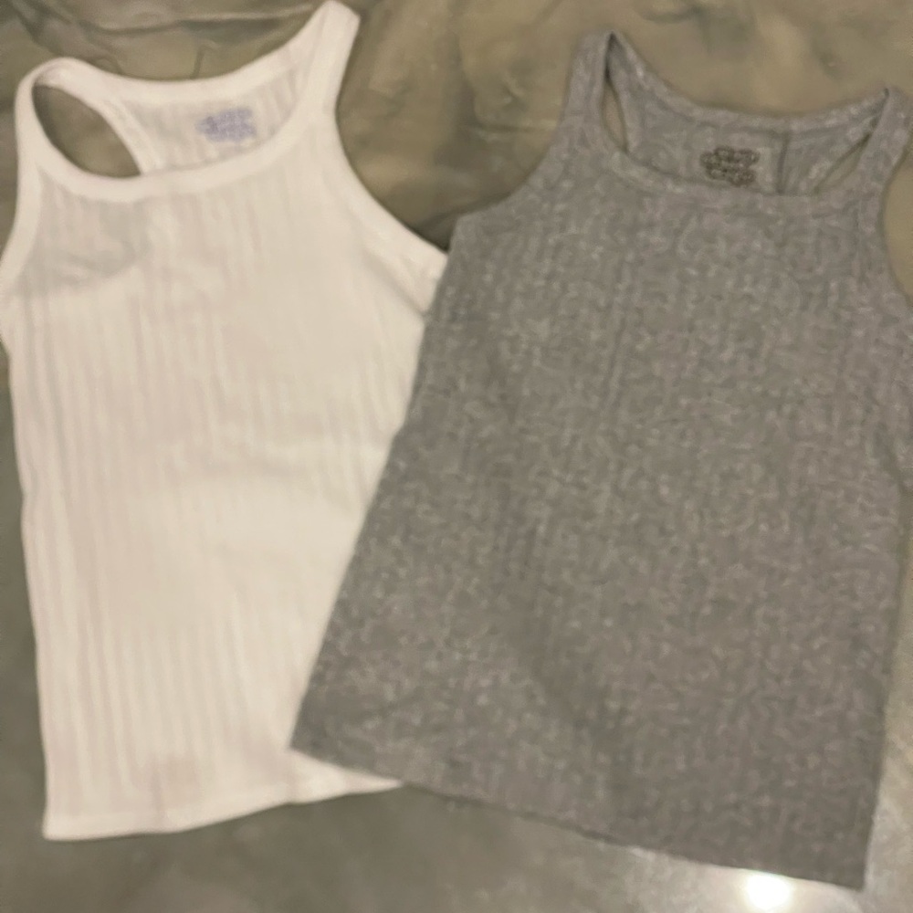 ‘More than Magic’ Girls 2 piece White and Gray Tank Tops size Large 10/12